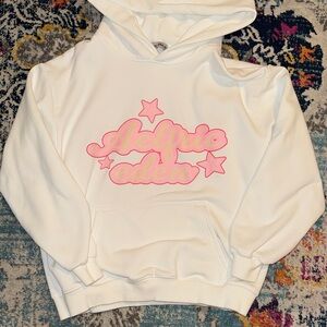 Aelfric Eden White Hoodie with Pink Logo